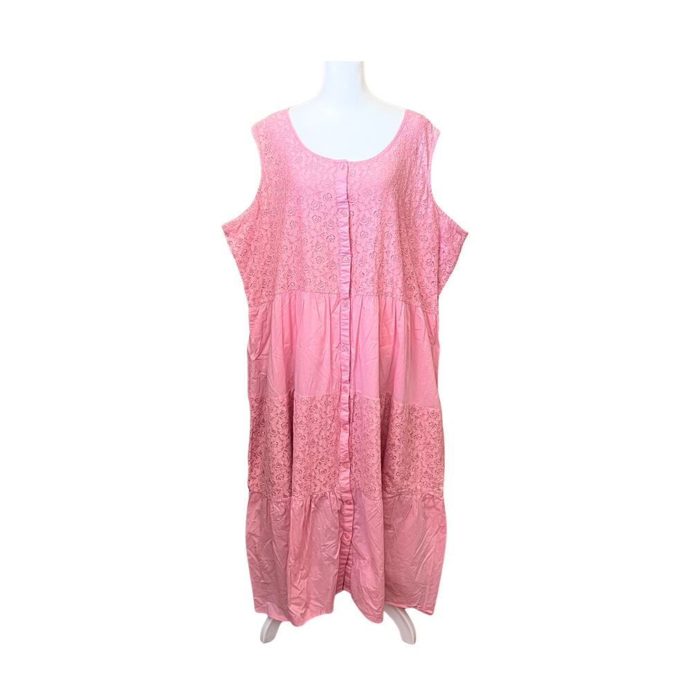 Vtg 90s Maxi Dress Size 3X Pink Floral Cottagecore Romantic Feminine Soft Girl